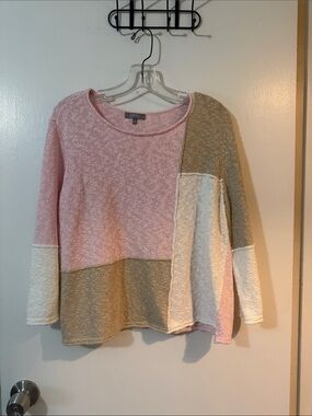 Habitat Colorblock Pullover Sweater in Pink, Beige and White